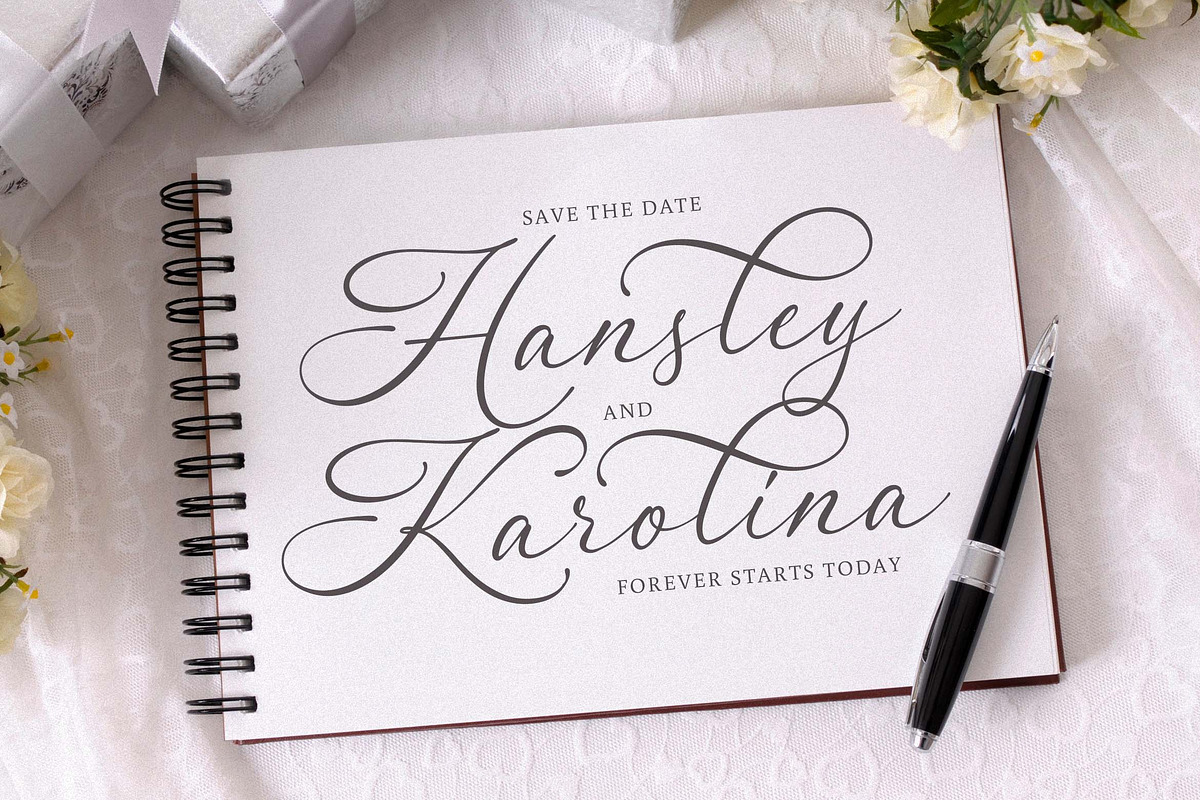 Rindeya a Clean Romantic Script Font, a Script Font by Blankids Studio (Photo 4 of 9)