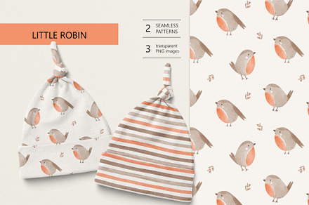 Little robin Soft, a Pattern Graphic by Olena Kuznietsova