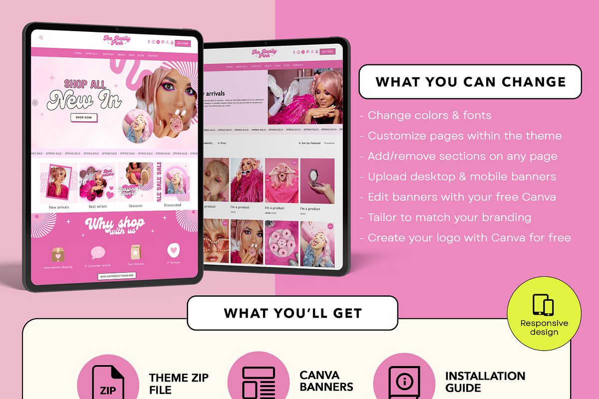 Bright Pink Shopify Theme Store, a Shopify Template by Template Twist Shop (Photo 4 of 8)