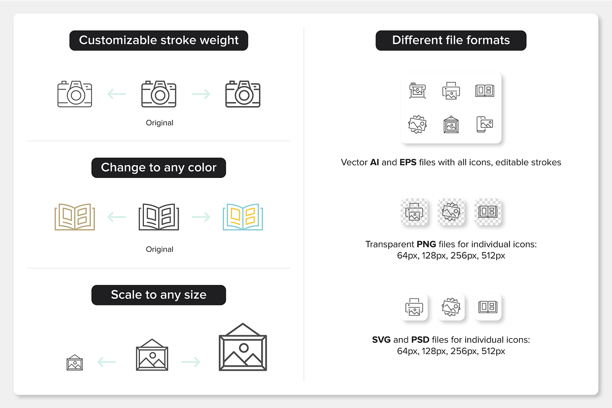 110 Photography Icons, an Outline Icon by Nadiinko (Photo 3 of 5)