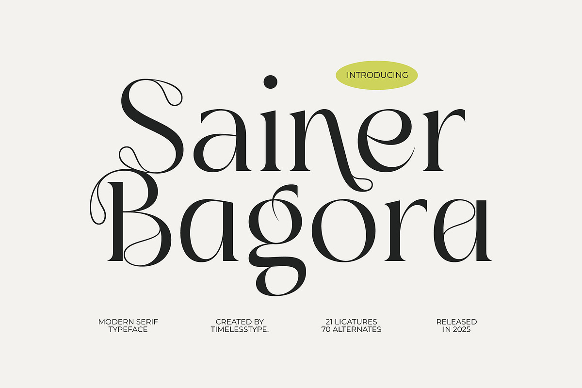 Sainer Bagora Modern Serif, a Serif Font by timelesstype.co (Photo 1 of 20)