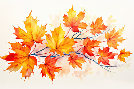 A beautiful watercolor painting of autumn leaves, ideal for capturing the essen, a Nature Photo by José Manuel Gelpi
