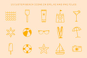 15 Summer Beach Line Icons, an Outline Icon by Type Twice (Thumbnail 2 of 3)