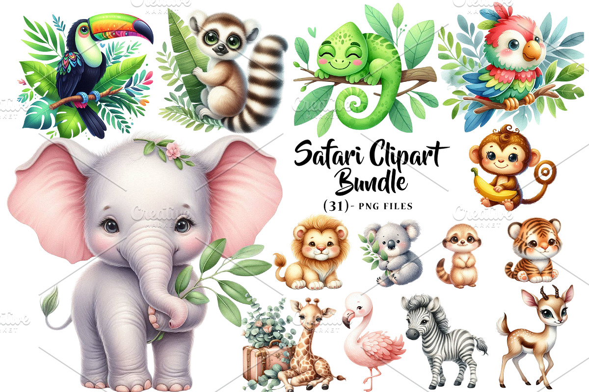 Safari Clipart, a Seasonal Illustration by CreationArt (Photo 1 of 5)