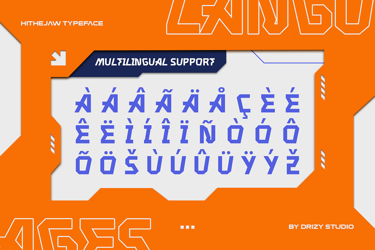 Hithejaw - Modern Experimental Font, a Sans Serif Font by Drizy (Photo 6 of 10)
