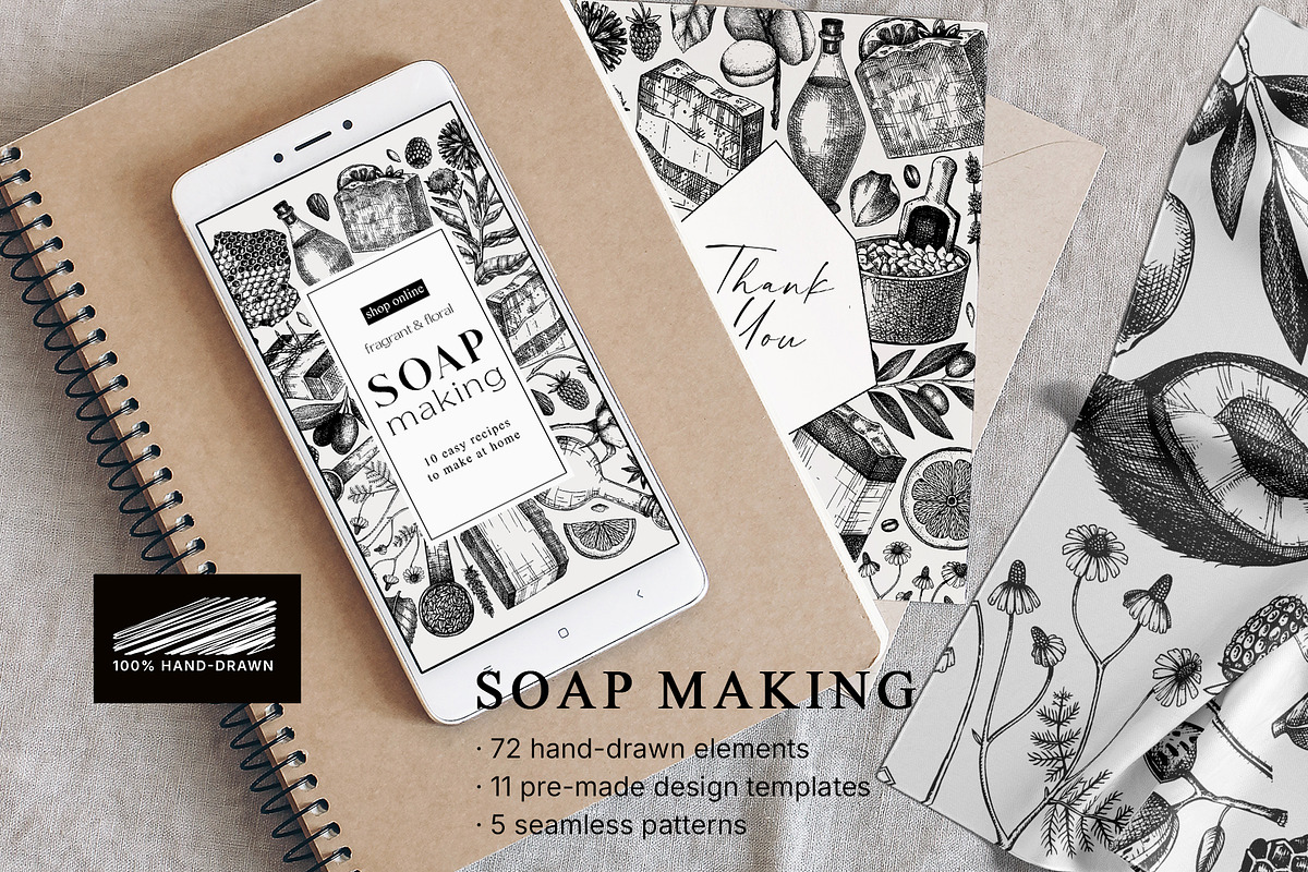 Hand-Drawn Soap Making Vector Set, a Healthcare Illustration by Yevheniia (Photo 11 of 11)