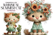 Whimsical Summer Cat Clipart, an Illustration by Daily.Designs (Thumbnail 1 of 5)