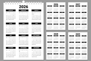 Wall Calendar 2026 to 2029, a Stationery Template by ContestDesign