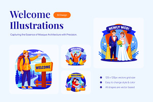 Welcome Illustration Art Set, a Person Illustration by Vectors Market
