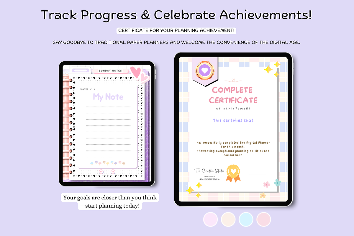 Portrait Purple Digital Planner, a Stationery Template by Tas Creative Studio (Photo 12 of 12)