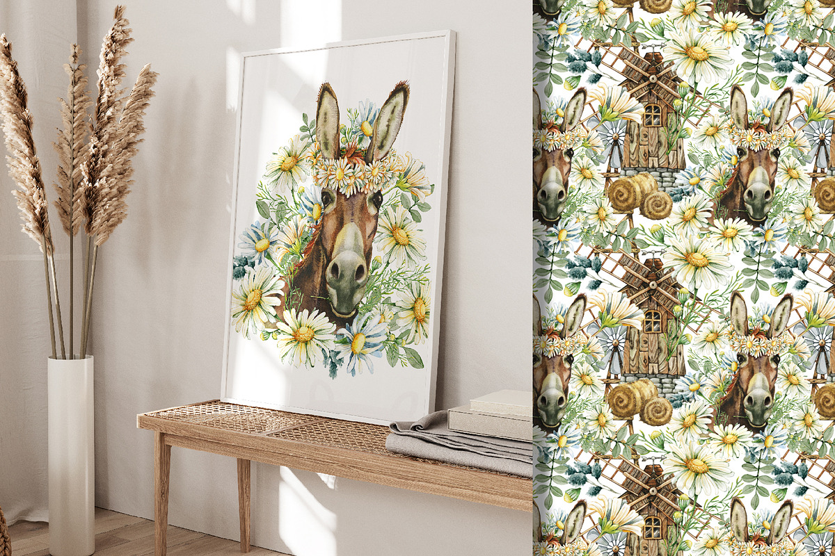 Donkey and windmill clipart, an Animal Illustration by Artmanata (Photo 9 of 11)