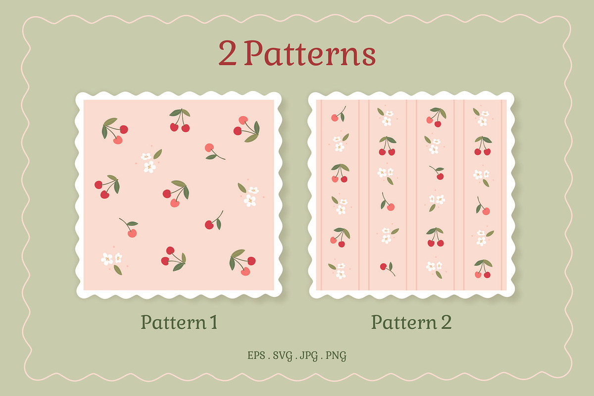 Cherry Patterns & Stationery Set, a Graphic by Nina Bered Illustration (Photo 2 of 6)
