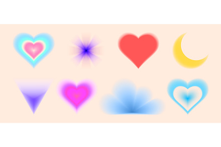Y2K gradient heart shapes set, an Illustration by art PVP - market