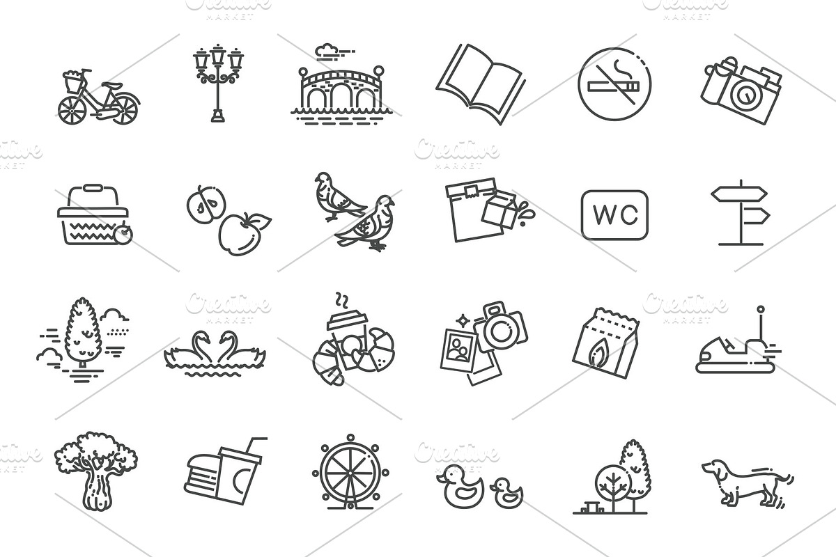 City Park Icons Set, an Outline Icon by Tettygreen (Photo 2 of 2)