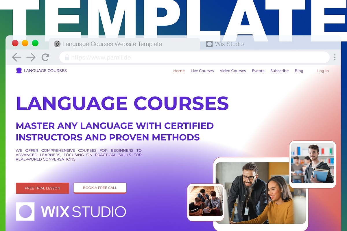 Language Courses Website Template, a Wix Template by Studio Template by parnii (Photo 1 of 2)