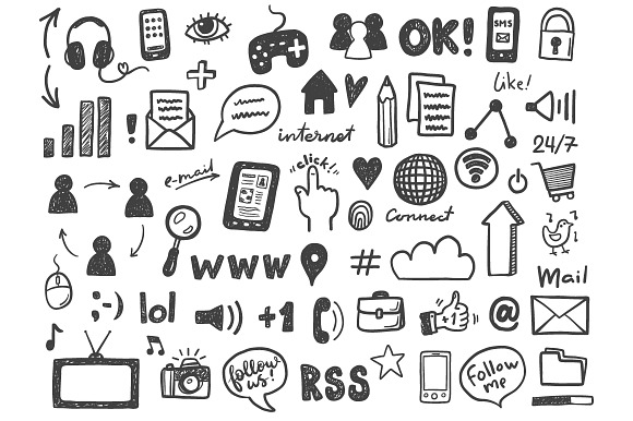 Social Media Doodle Icons Set