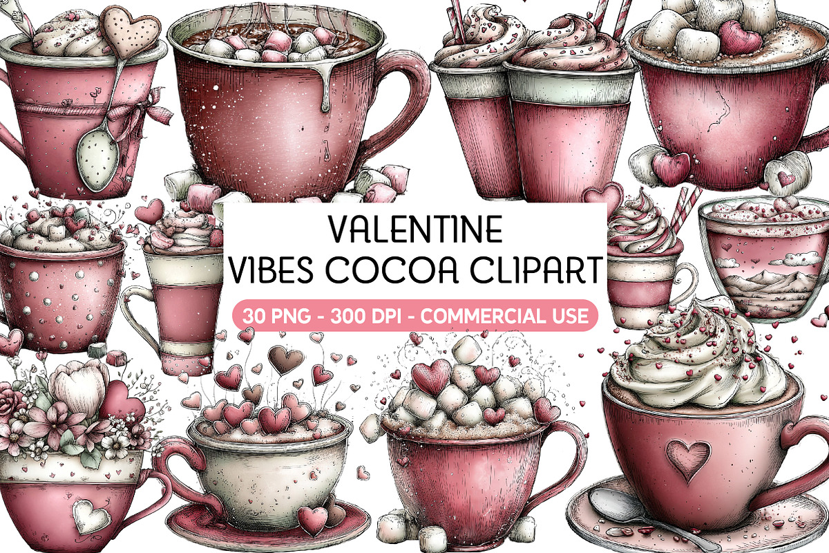 Valentine Vibes Cocoa Clipart, an Illustration by Daily.Designs (Photo 1 of 7)