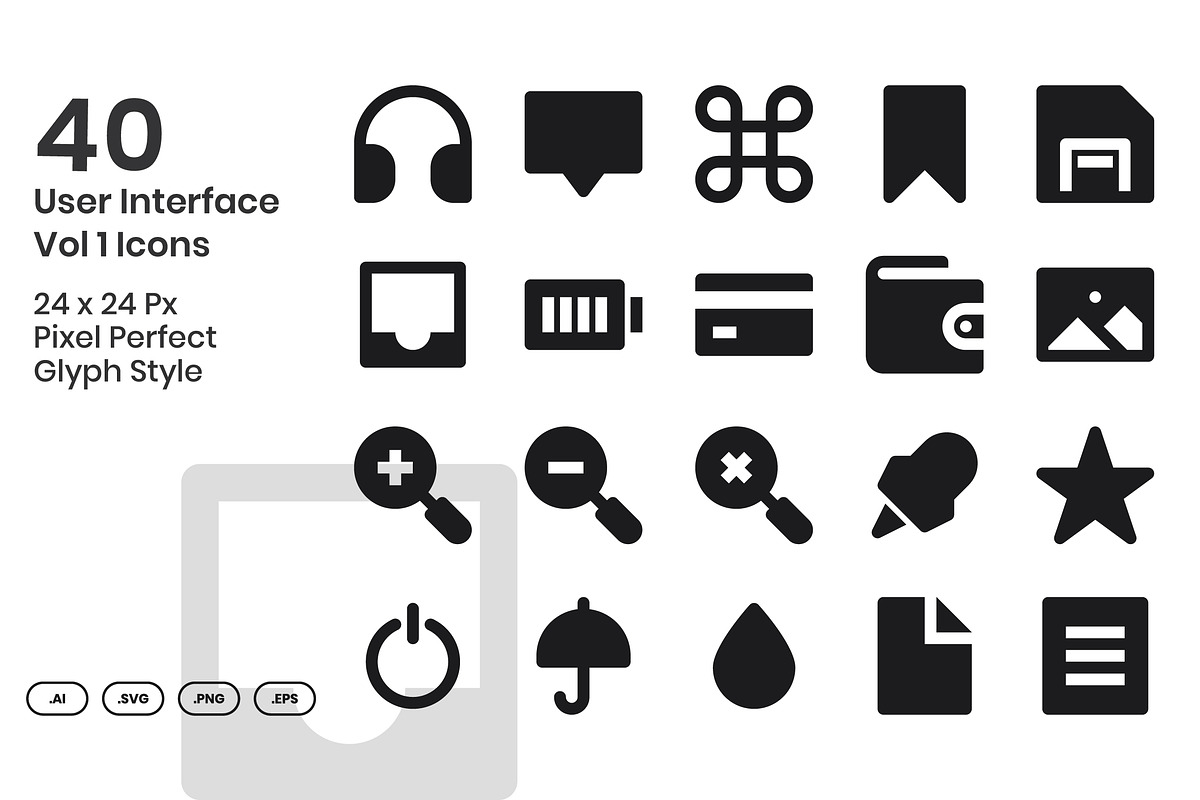 40 Interface Vol 1 - Glyph, a Solid Icon by Kmg Design (Photo 1 of 2)