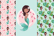 Mermaid pattern.Hawaiian girl vector, an Illustration by StudioLondon (Thumbnail 1 of 4)