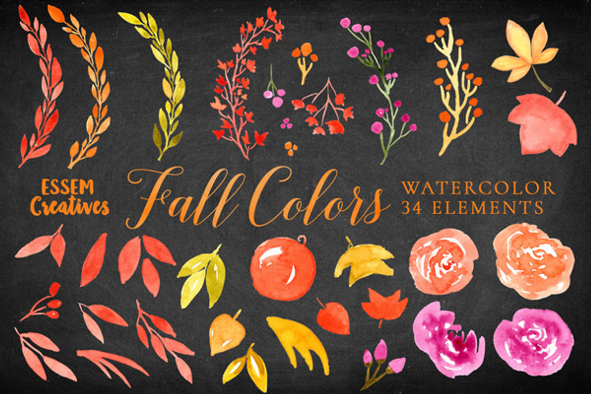Watercolor Fall Colors Clipart SET, an Illustration by Essem Creatives (Photo 3 of 4)