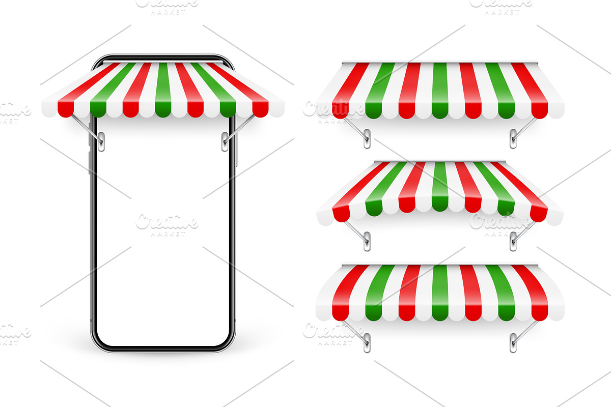 Smartphone with shop sunshade, metal, a Texture Illustration by 32pixels
