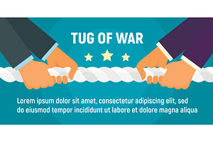 Tug of war concept banner, flat, an Object Illustration by Ylivdesign