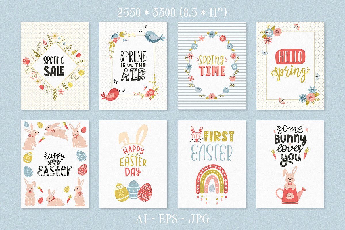 Easter & Spring. Cards and patterns, a Seasonal Illustration by Valeria Soloveva (Photo 3 of 15)