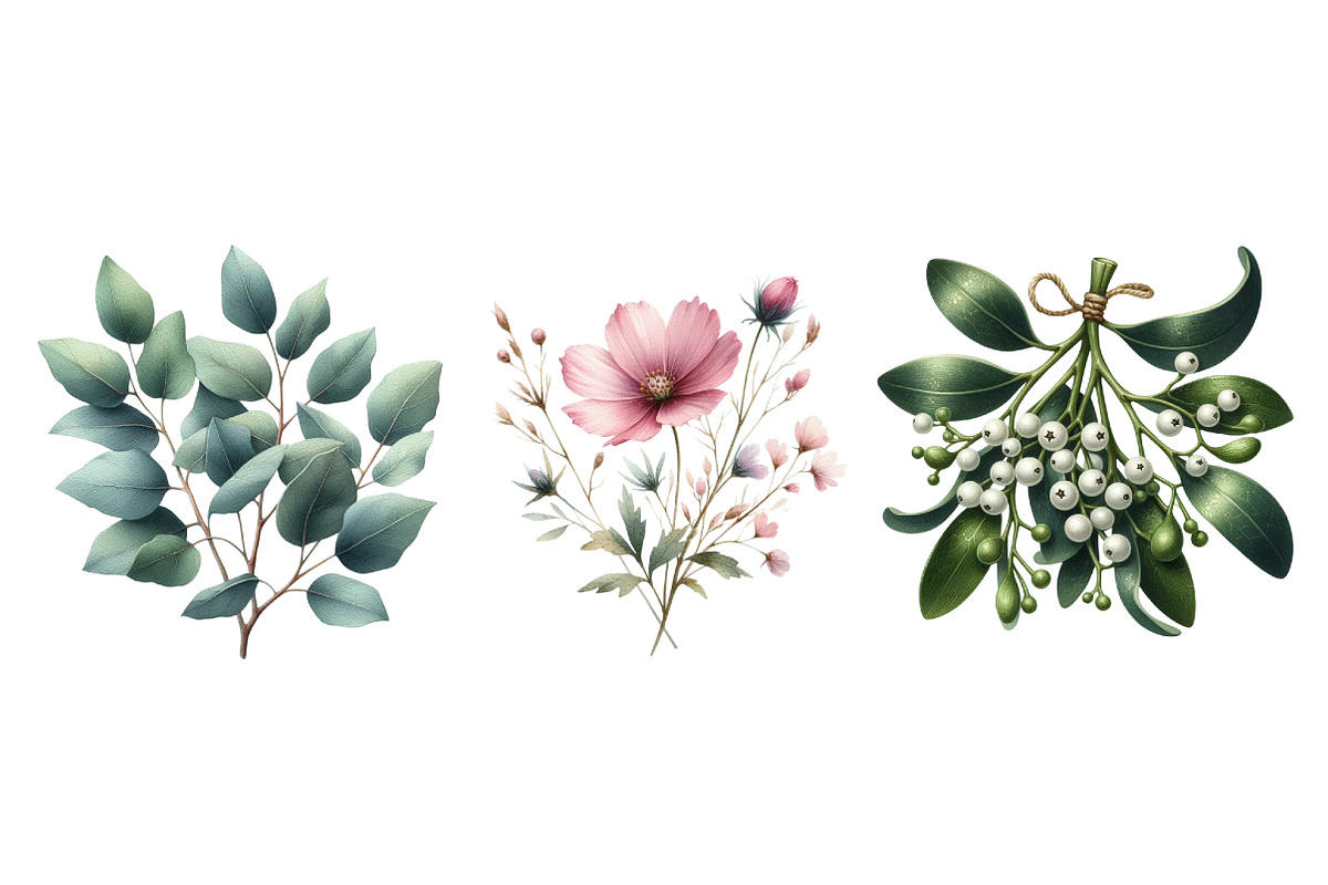 Christmas Wildflowers Clipart, an Illustration by Designworld (Photo 5 of 6)