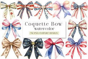 Coquette Bow USA Flag Sticker, an Illustration by DreamArtGraphic