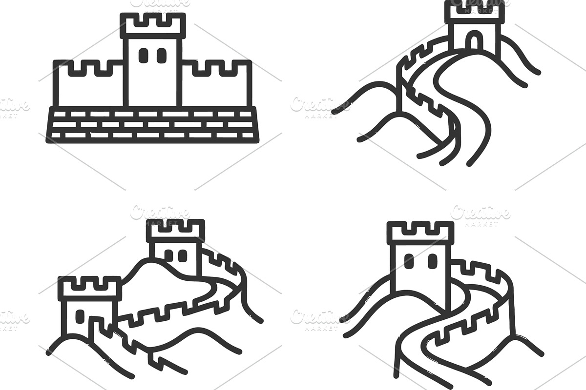 Line icons showcase a medieval, an Object Illustration by ZinetroN