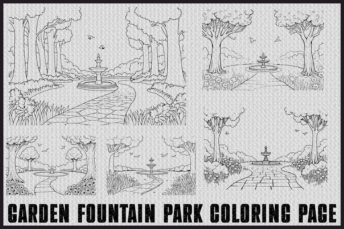 Garden Fountain Coloring Pages, an Illustration by jahid234 (Photo 1 of 7)