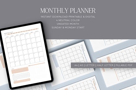 Monthly Printable & Digital Planner