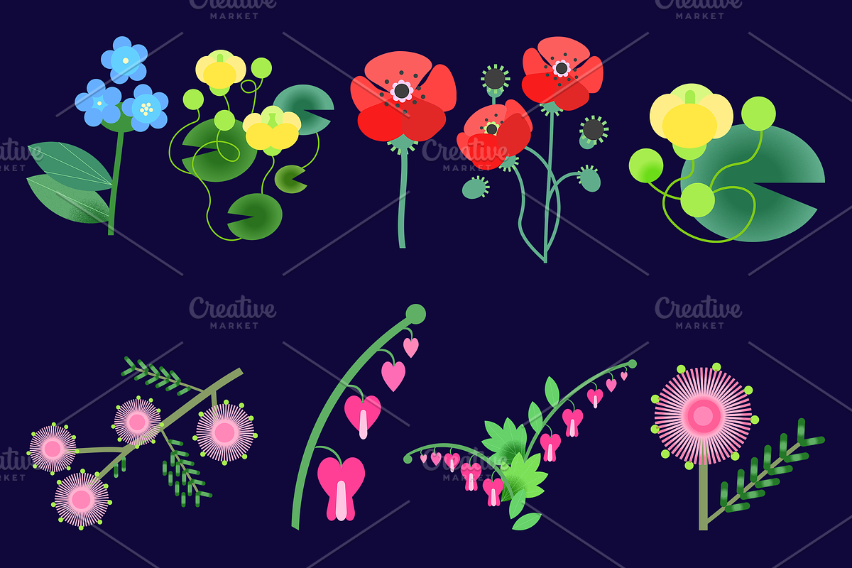 Summer flowers set – 87+ elements, a Decorative Illustration by Schumacher Shop (Photo 11 of 26)