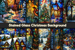 Stained Glass Christmas Background, a Background Graphic by protabsorkar11