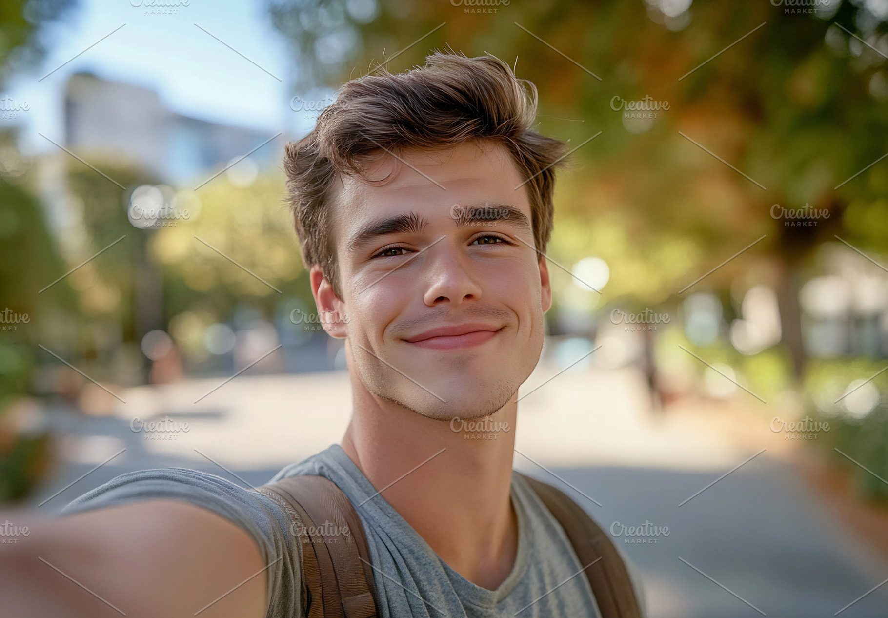 Young man in sunny park, a Photo by Beautiful things