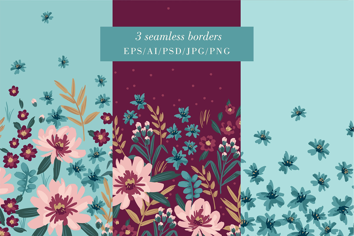 Floral Patterns & Borders, a Pattern Graphic by Nadia Grapes (Photo 5 of 8)