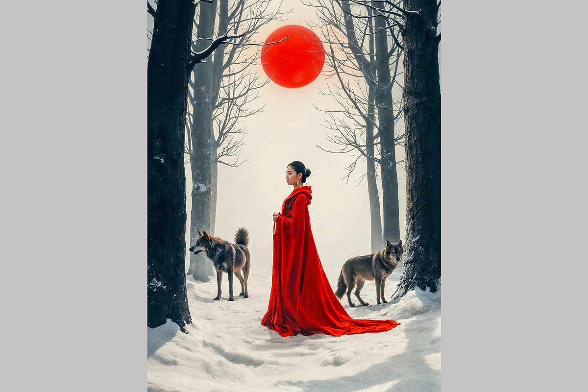 Winter Forest Wolf Princess, a Person Illustration by StockVerse Creative (Photo 3 of 4)