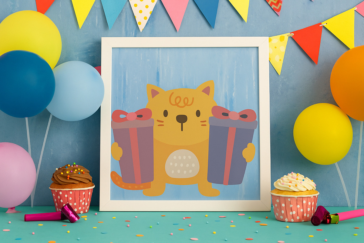 Cats Birthday Clipart Set, an Animal Illustration by Palau (Photo 4 of 10)