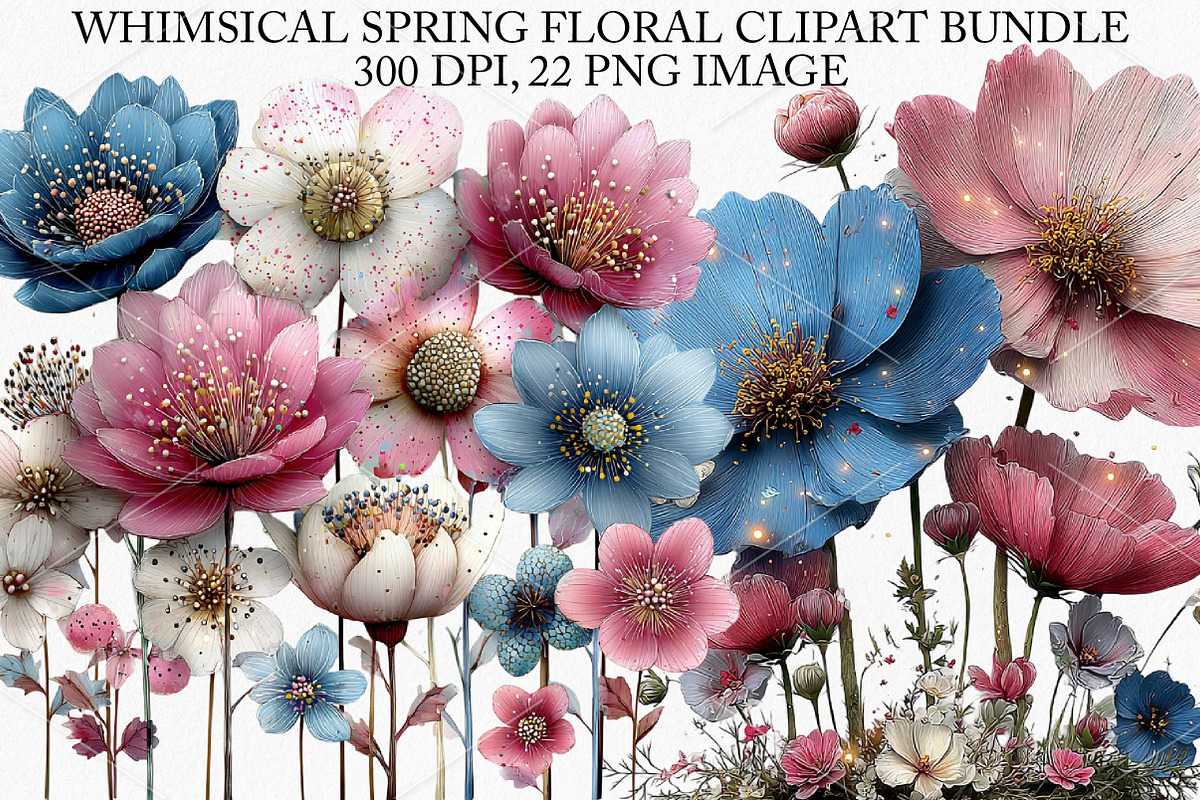Whimsical Spring Floral Clipart, an Illustration by Canvas Craft (Photo 1 of 7)
