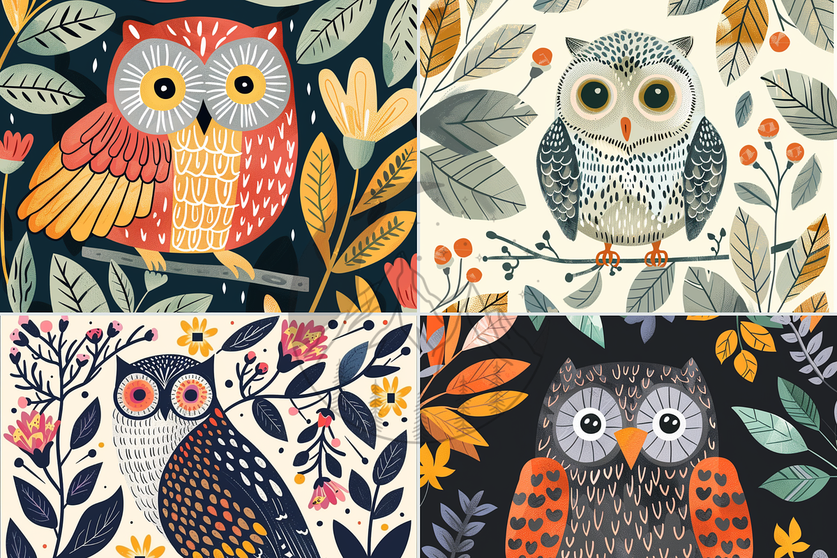 Autumn Owl Digital Paper, an Animal Illustration by Paper & Pattern Studio (Photo 5 of 8)