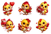 Whimsical Valentine Chicken Clipart, an Illustration by Dream Creation (Thumbnail 2 of 6)