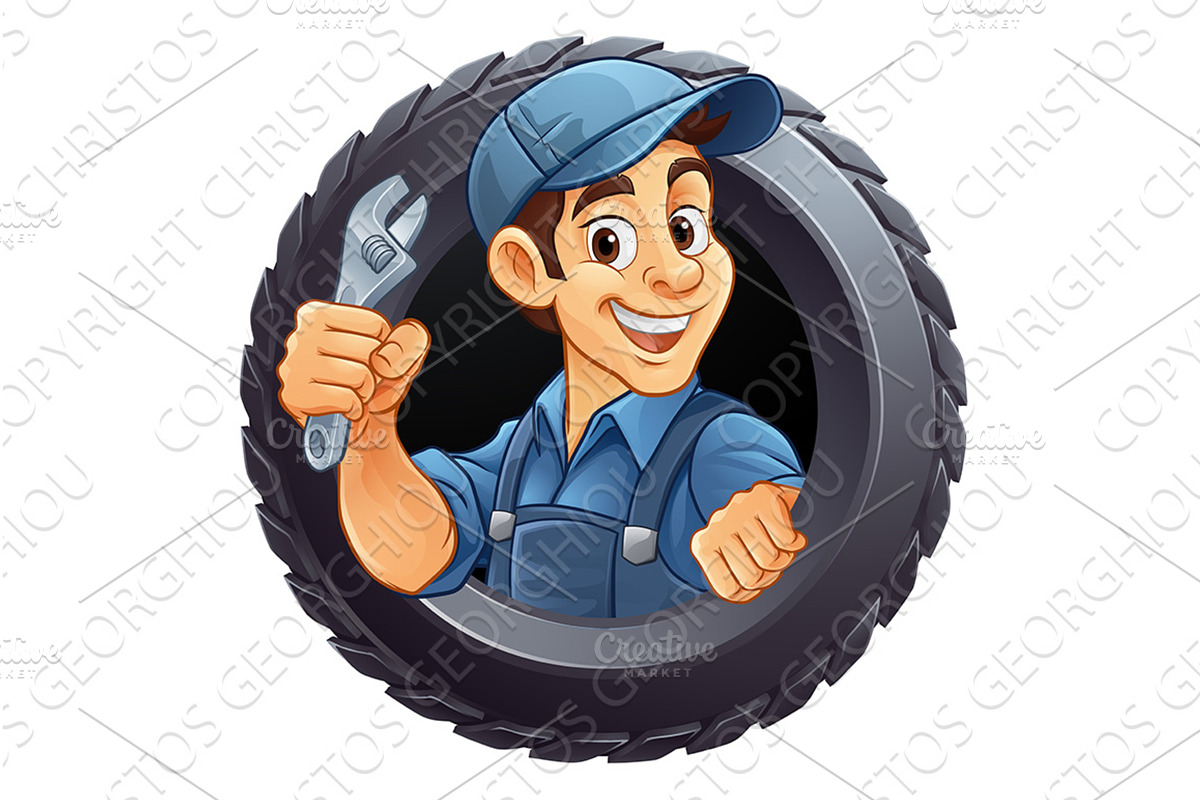 Tyre Tire Car Service Mechanic, an Illustration by Christos Georghiou
