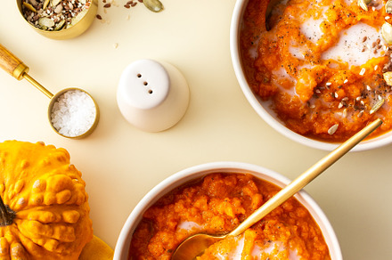 Healthy lunches with pumpkin soup, a Food & Drink Photo by Pandateam