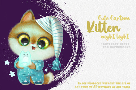 Cute cartoon Kitten with night light