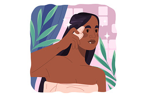 Woman do scraper facial massage, an Object Illustration by Elegant Solution