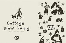Cottage Living Illustration Icon Set by  in Illustrations