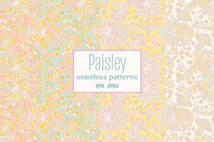 Damask paisley seamless patterns, a Pattern Graphic by antalogiya