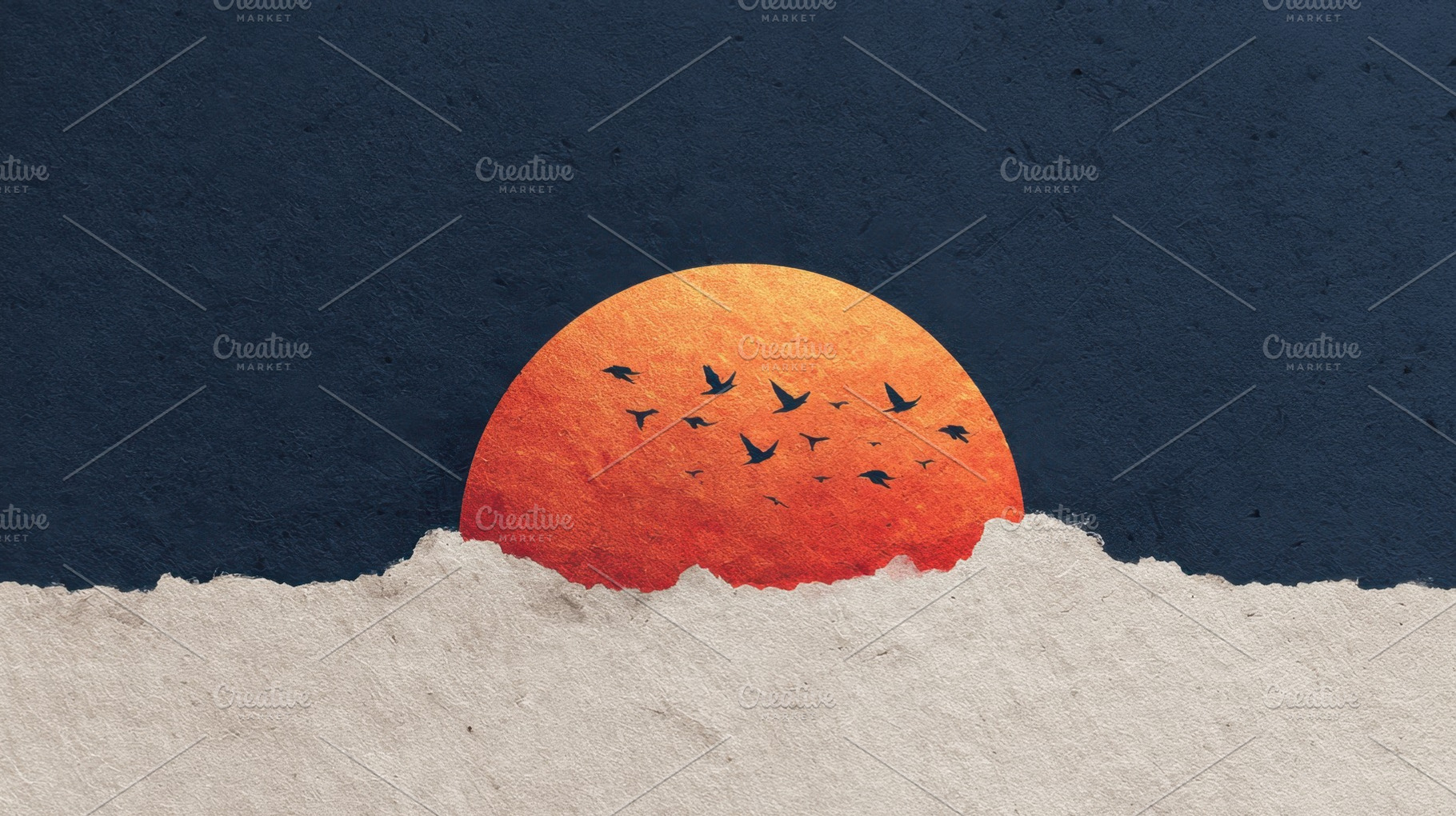 Sunset with birds flying in the sky, a Photo by Beautiful things