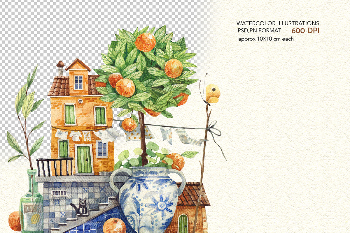 Whimsical Houses, a Decorative Illustration by Watercolor by Tonia Tkach (Photo 3 of 6)