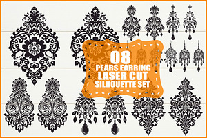 Ornamental Pears Earrings Set, an Illustration by Gfx_Store